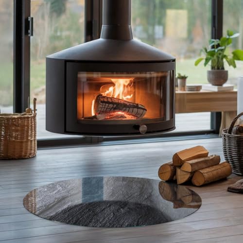 Plaque de sol de cheminee en verre protection thermique 80cm - 5