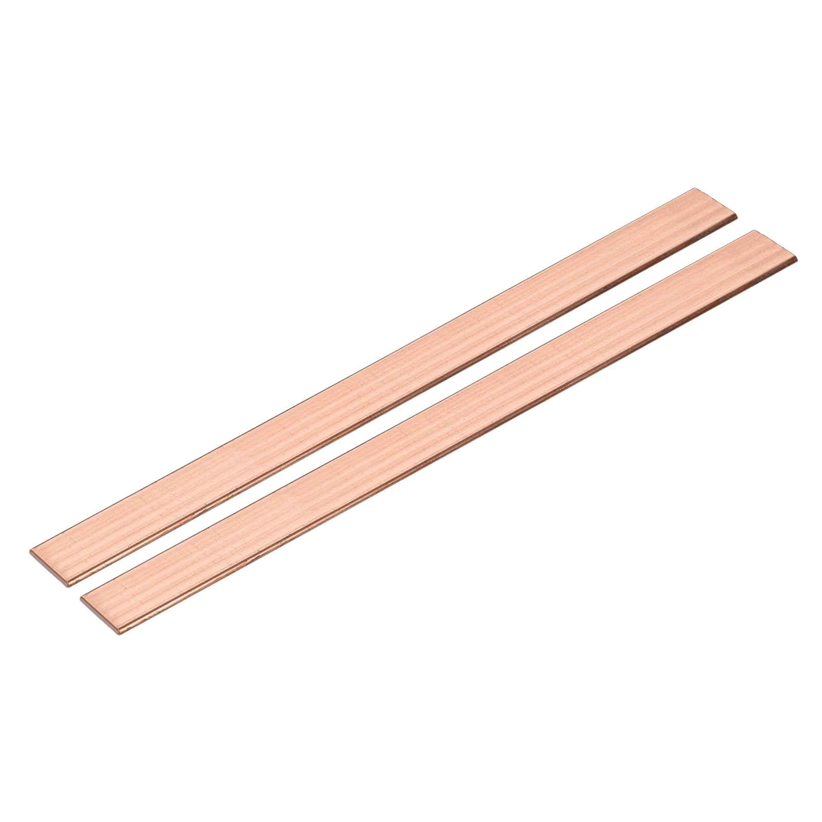 sourcing map Lot de 2 barres plates en cuivre massif C110 pour loisirs créatifs, réparations, électricité (1,5 mm x 10 mm x 230 mm)