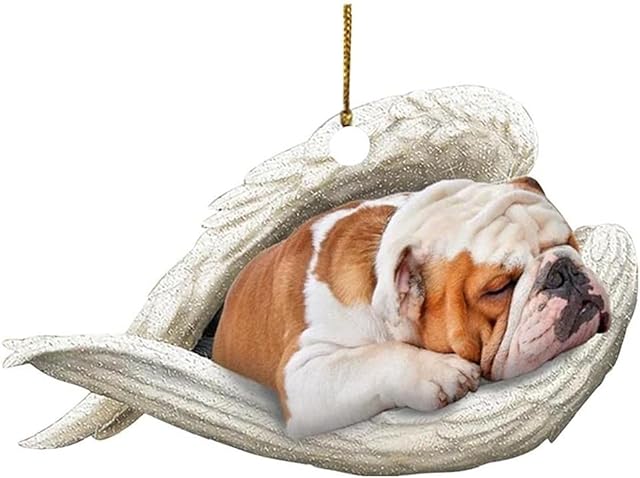Ruluti Sleeping Angel Dog Car Hanging Ornament Windows Decoration for Halloween Christmas New Year Gift