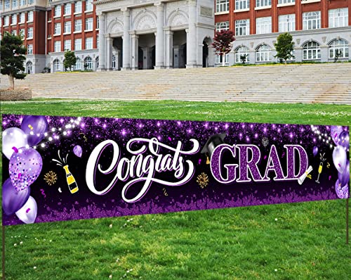 Image of 2026 Graduation Decorations-Congrats Grad Purple Yard Sign Banner Decoration for Class of 2026 Graduation Party Supplies(Purple and Black)