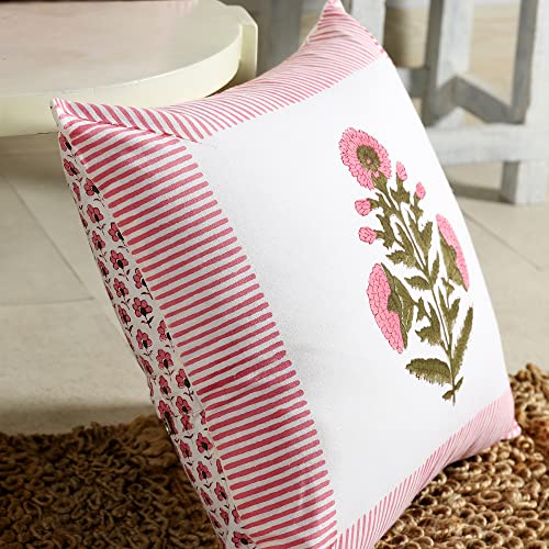 Image of Ravaiyaa - Attitude is everything Cotton Hand Block Printed Soft Cushion Cover Pillow Case 16 inch Square Cushion Sham Set of 2 Piece