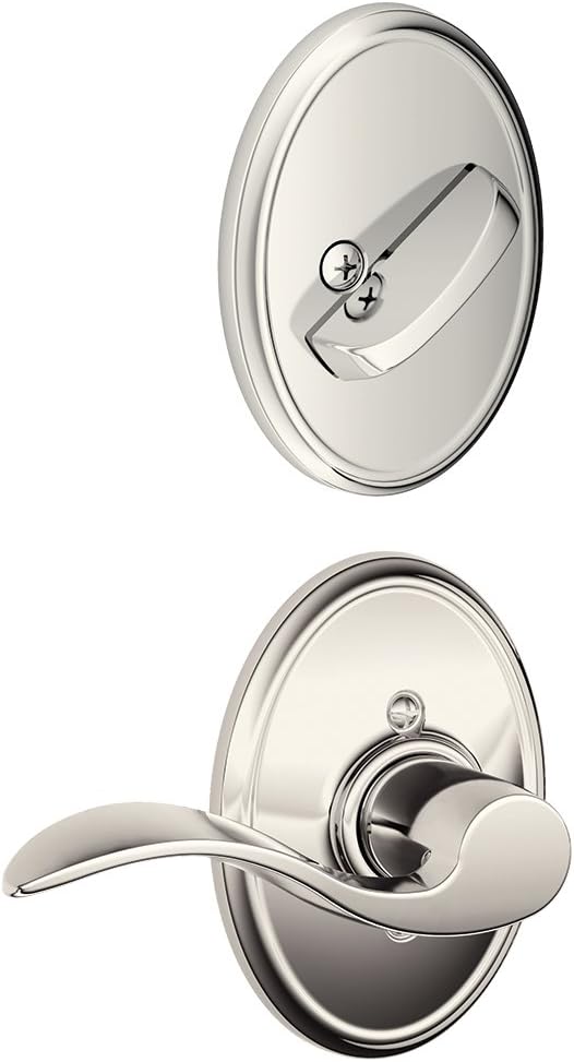 Schlage F59 ACC 618 WKF RH Interior Single Cylinder Deadbolt Right Hand Accent Lever with Wakefield Trim, Satin Brass (Interior Half Only)