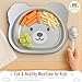 Bear Suction Plate for Toddlers – Stainless Steel Baby Plate with Removable Silicone Base, Strong Suction & Matching Spoon | BPA-Free, Durable, Easy-Clean Feeding Dish (Solavine)