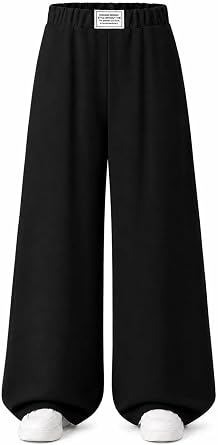 Girls Wide Leg Sweatpants Elastic Waisted Baggy Pants Loose Causal Joggers with Pockets