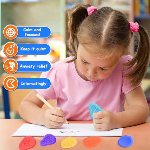 NJCXOLA 6 Stück Silikon Sensorikstein, Fidget Toy, Autismus Spielzeug, Stim Toys Zur Stressabbau, Hilfsmittel Hand-Augen-Koordination Und Autismus, Für Kinder/Erwachsene Autismus Sensory Stimming
