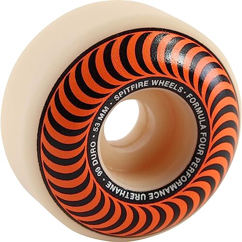 Spitfire Wheels Formula Four Classic Swirl White W/Orange Skateboard Wheels - 53Mm 99A (Set Of 4) #TOP1