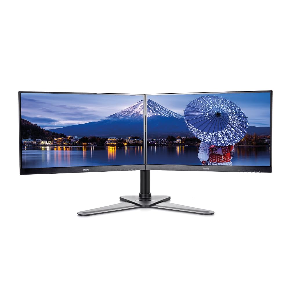 Iiyama DS1002D-B1 - Adjustable arm for 2 monitors - black - screen size: 10