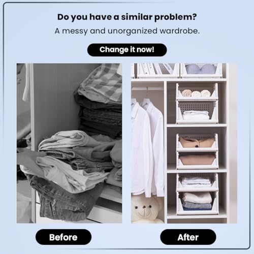 Image of CHESTON Wardrobe Organizer for Clothes Foldable & Stackable Almirah /Cupboard for Clothes Multi Purpose Plastic Shelf Clothes Box for Wardrobe Pack of 1