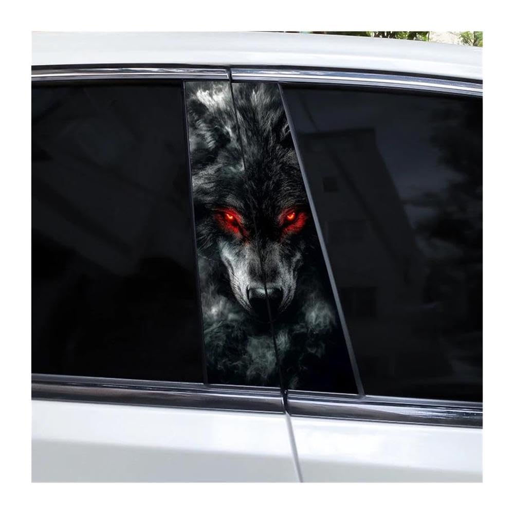 Body Parts 2pcs Car Center B-Pillar Waterproof Sticker DIY Vinyl Decals Burning Wolf Car Sticker(B)