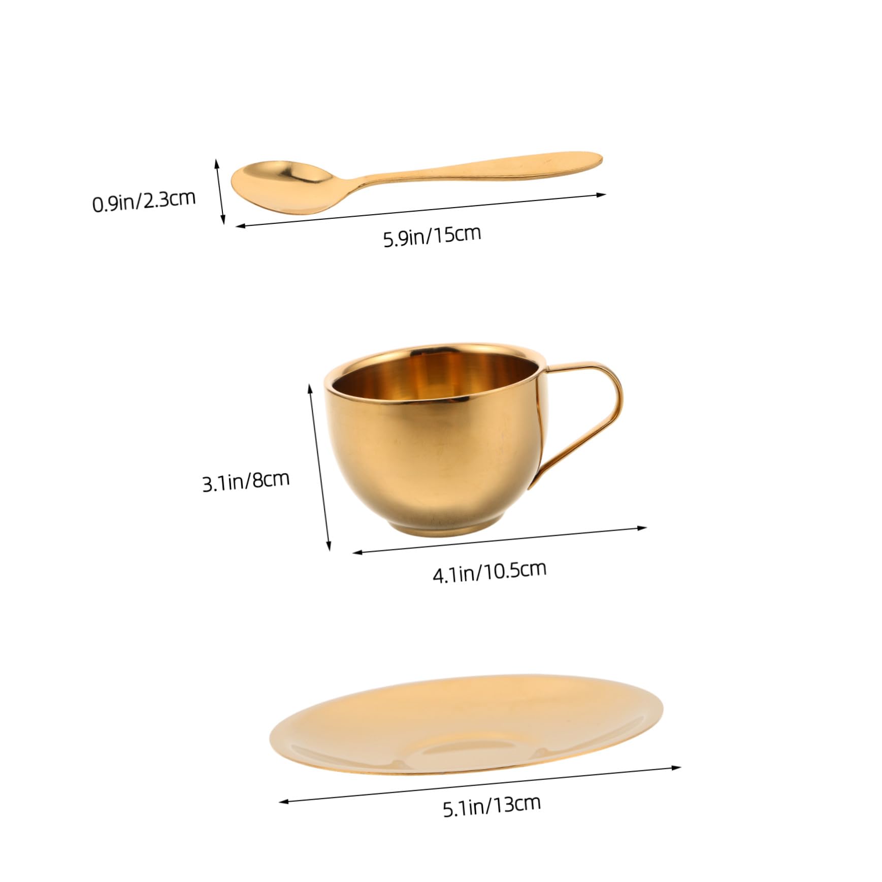 Tazzine da Caffè in Acciaio Inox Doppia Parete Tazze Isolate con Piattini e Cucchiai per Caffè Espresso Tè al Latte e Bevande da Campeggio Resistenti e Impilabili per Risparmio