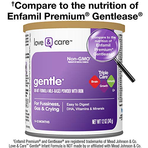 Love & Care Gentle Infant Formula Milk-Based Powder with Iron, 12 Ounce (Pack of 6)