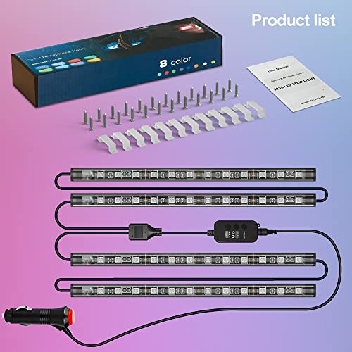 Orahon Car Led Lights,Smart App Control,Rgb Inside Car Lights Diy Dynamic Color Music Mode 4Pcs Strip Lights For Cars With Car Charger, Dc 12V #TOP6