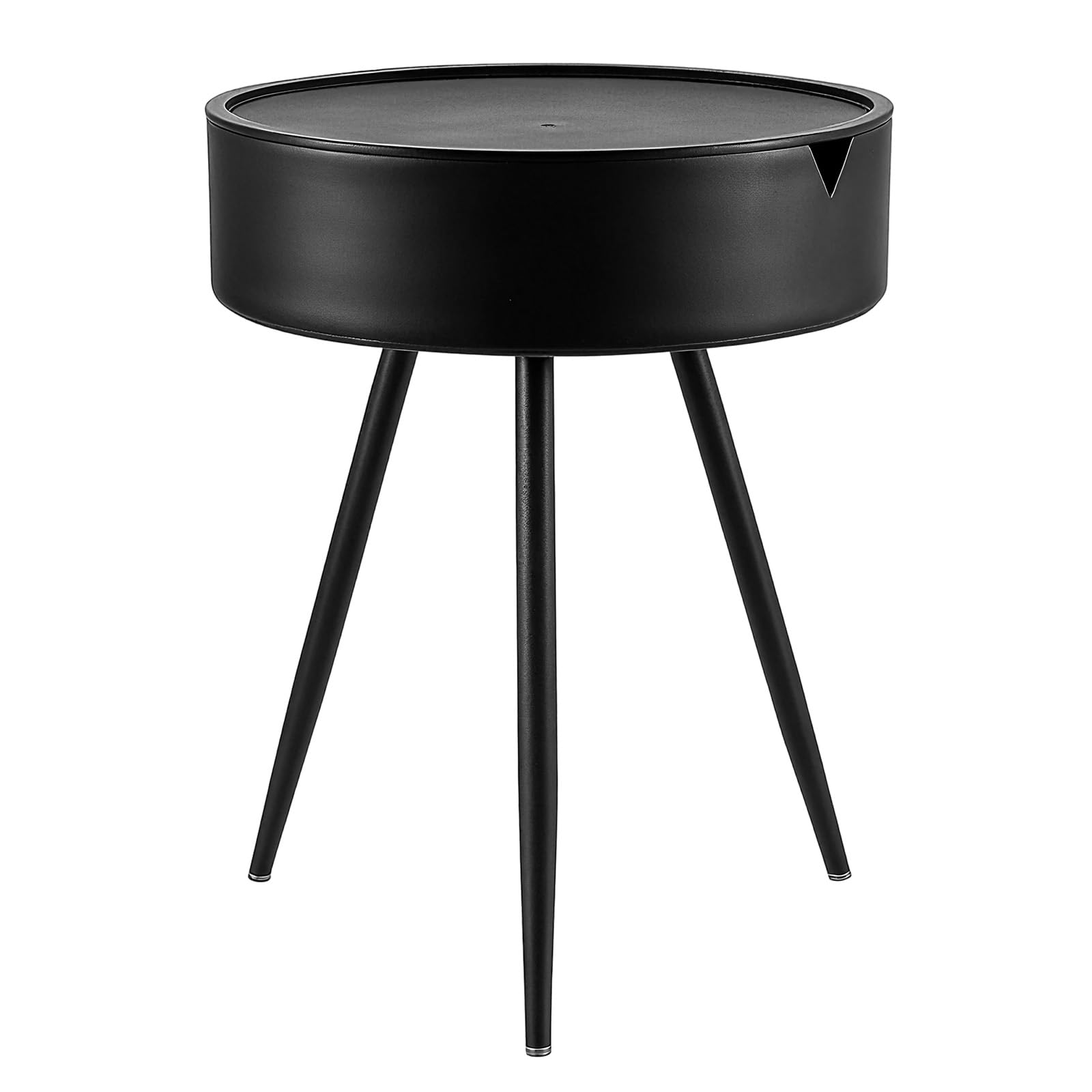 GREENSAPPIRE Bedside Table, Modern Round Coffee Table, Outdoor Rattan Tabletop Side Table, Nightstand/Small Tables for Living Room, Small Side Table Cocktail Tea Desk (Black)