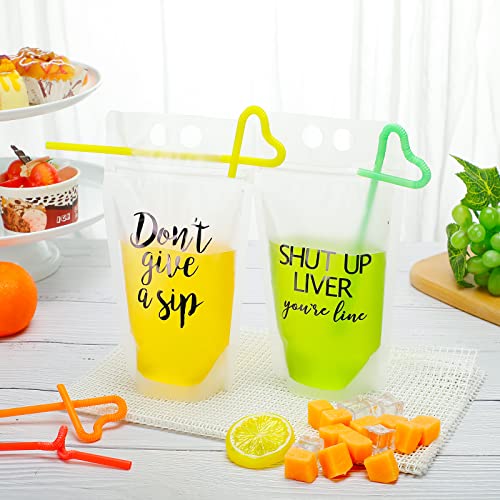 Honeydak 30 sets bolsas para bebidas con pitillos coloridos miniatura 4
