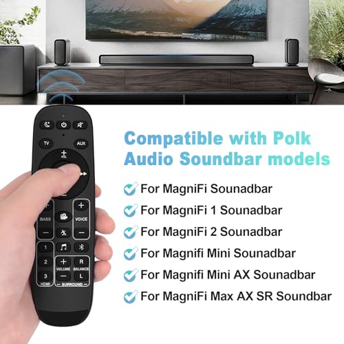 Image of Universal Soundbar Remote Control for Polk Audio Sound Bar, Sounbar Remote Replacement for Polk Magnifi Mini /Magnifi Mini AX /MagniFi Max AX SR Signa Solo Soundbar
