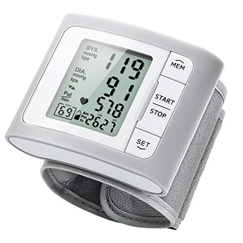 Mpow Misuratore di Pressione da Polso, MEMS Sensore di Pressione, 60 Memorie, Rilevatore di Battito Irregolare, Bracciale (13,5 cm-21,5 cm), Operazione di Un-Tasto, Display LC