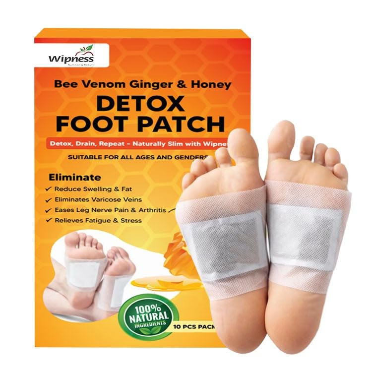 Wipness Bee Venom Detox Foot Patches for Feet (1 Pack x 10 Patches) | Relaxation & Stress Relief Foot Patches | Overnight Foot Care Patches for Better Sleep | For Men & Women