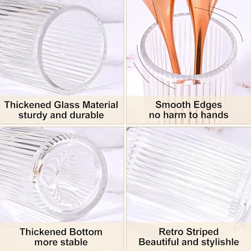 Image of DASITON Makeup Brush Holder Organizer, Crystal Glass Makeup Brushes Storage Holder, Vintage Make Up Brush Cup for Vanity, Pen Pencil Holder for Desk, Toothbrush Holders for Bathroom (Clear S)