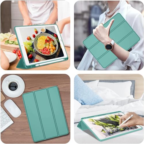Image of Printme iPad 9.7 Case (2018 /2017 Model, 6th /5th Generation), Smart Cover with Pencil Holder and Soft Baby Skin Silicone Back and Full Body Protection, Auto Wake /Sleep Cover (Forest Green)