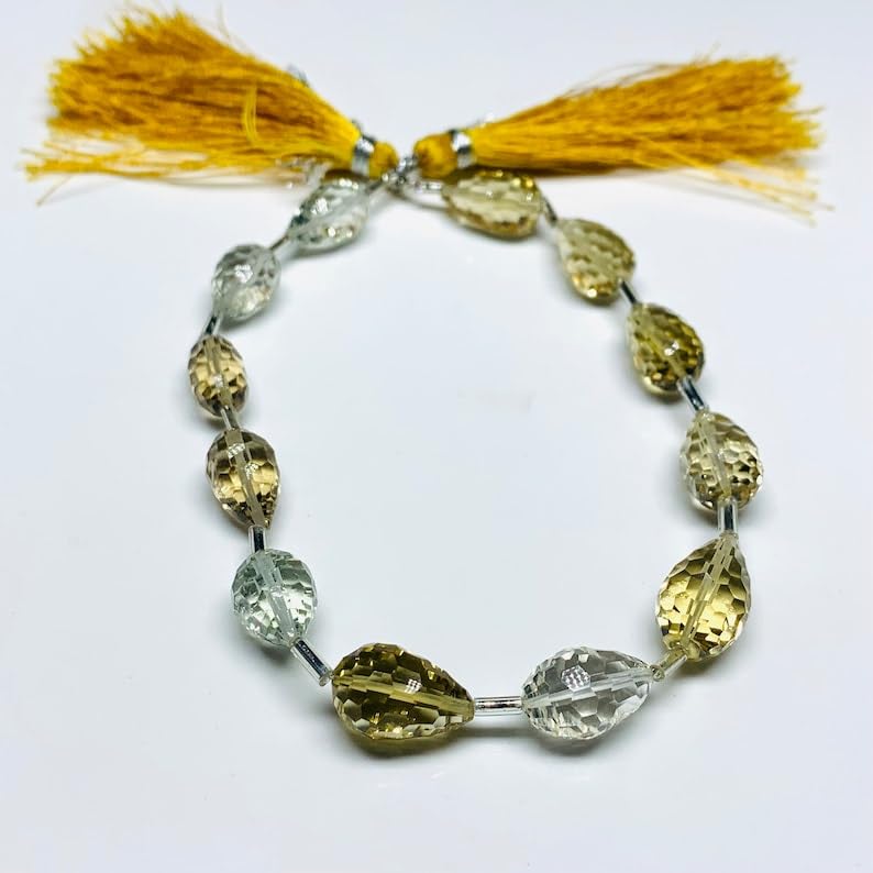 Perles à facettes en citrine naturelle idéales pour assembler un collier artisanal