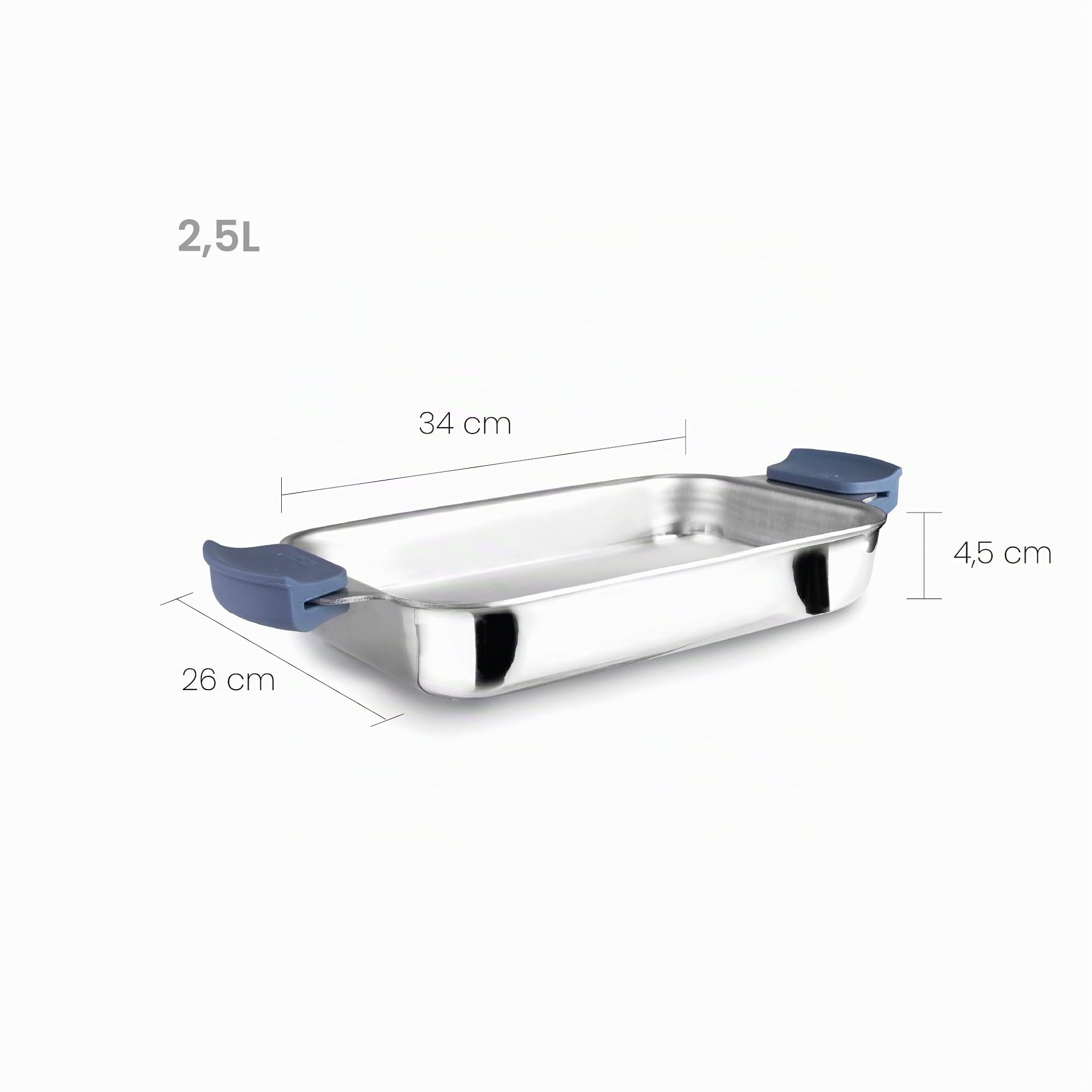 IBILI - Rustidera 5Ply Element 34X26X4,5 Cm, sin antiadherente, 5 capas, Apto para induccion, Apto para horno, Asas desmontables de silicona