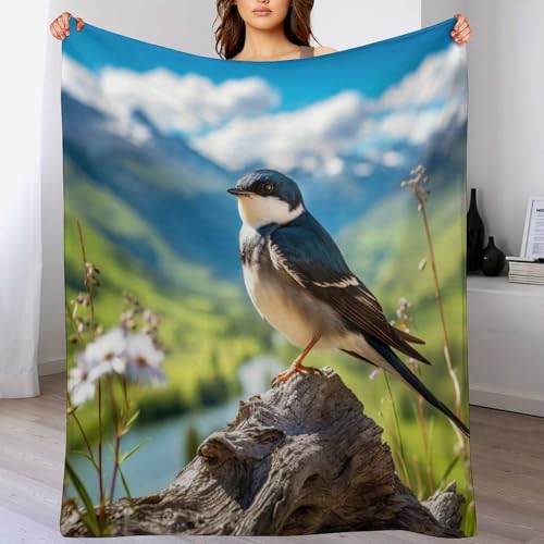 Couverture de Canapé Oiseau en Peluche Flannel Chaude et Moelleuse