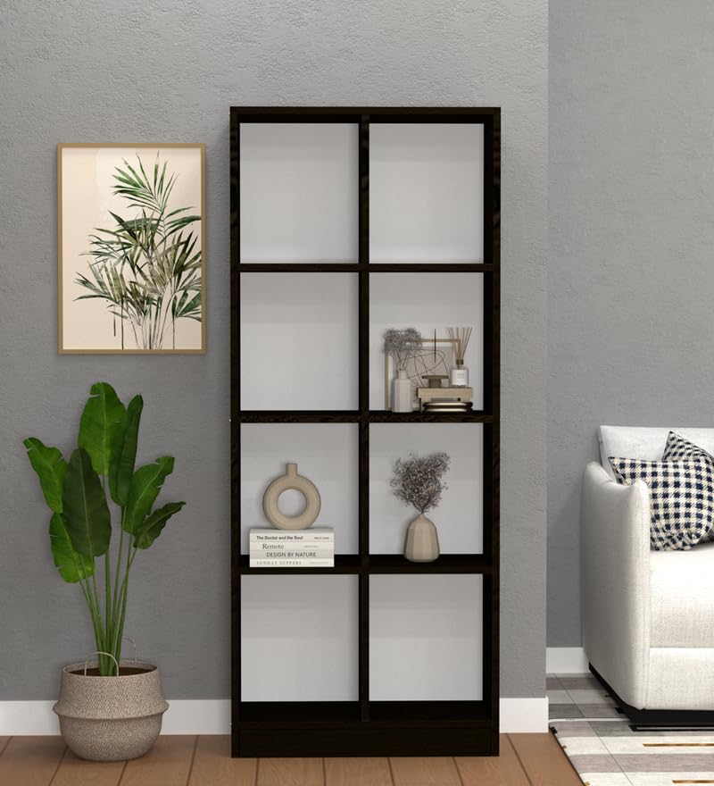 Image of SPECIALITY PANELS 8 Cube Bookshelf, Dark Brown Wood, 69x29 Inch, Open Storage Organizer with Carpenter Assembly
