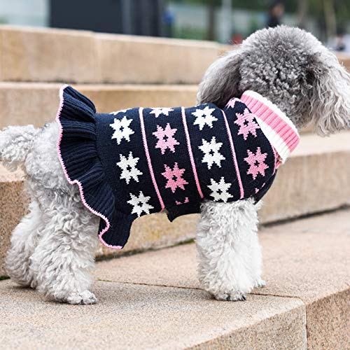 Kyeese Dog Sweaters Small Turtleneck Dog Sweater Dress Knit Warm Cat Sweater With Leash Hole #TOP4