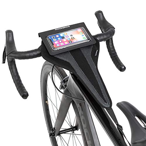 ROCKBROS Bike Sweat Guard Bicycle Trainer Sweat Net with Phone Pouch Bike Sweat Catcher Net Sweat Protector for Indoor Cycling Training Compatible with iPhone 12 11 Phones Below 6.2â€™â€™
