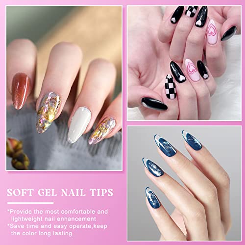 Arousar Nail Tips, 500 Pcs Clear Acrylic Nail Extension Set In 10 Sizes, Half Matte Medium Almond Full Cover Press On False Nail Tips With 20Ml Glue Gel For Diy Nail Art (Almond Gel Tips-01) #TOP4