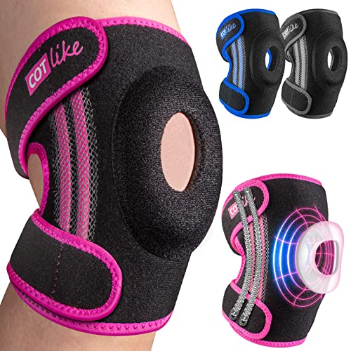Cotlike Knee Braces With Side Stabilizers For Knee Pain, Patella Knee Support For Men And Women - Arthritis Pain, Meniscus Tear Cl Mcl Injury Recovery, Running, Workout (Rose Red-M) #TOP2