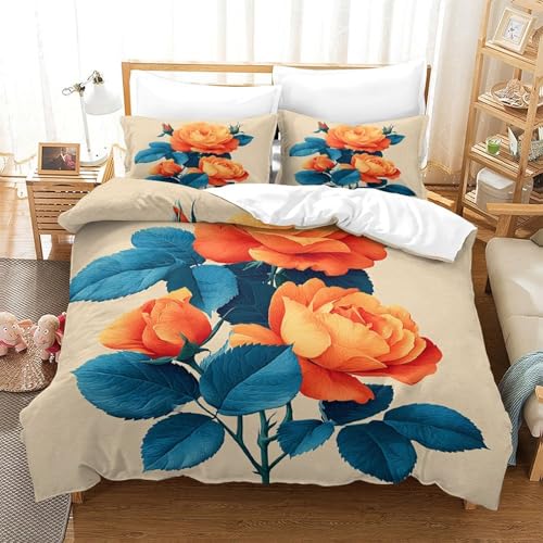 Housse de couette orchidée vintage microfibre drap de lit - 3