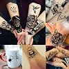 62 Sheets Wolf Lion Skeleton Temporary Tattoos For Men Women Arm, 3D Realistic Tattoo Stickers For Adults Kids Neck, Black Scary Skull Halloween Vampire Fake Tatoos Snake Flower Compass