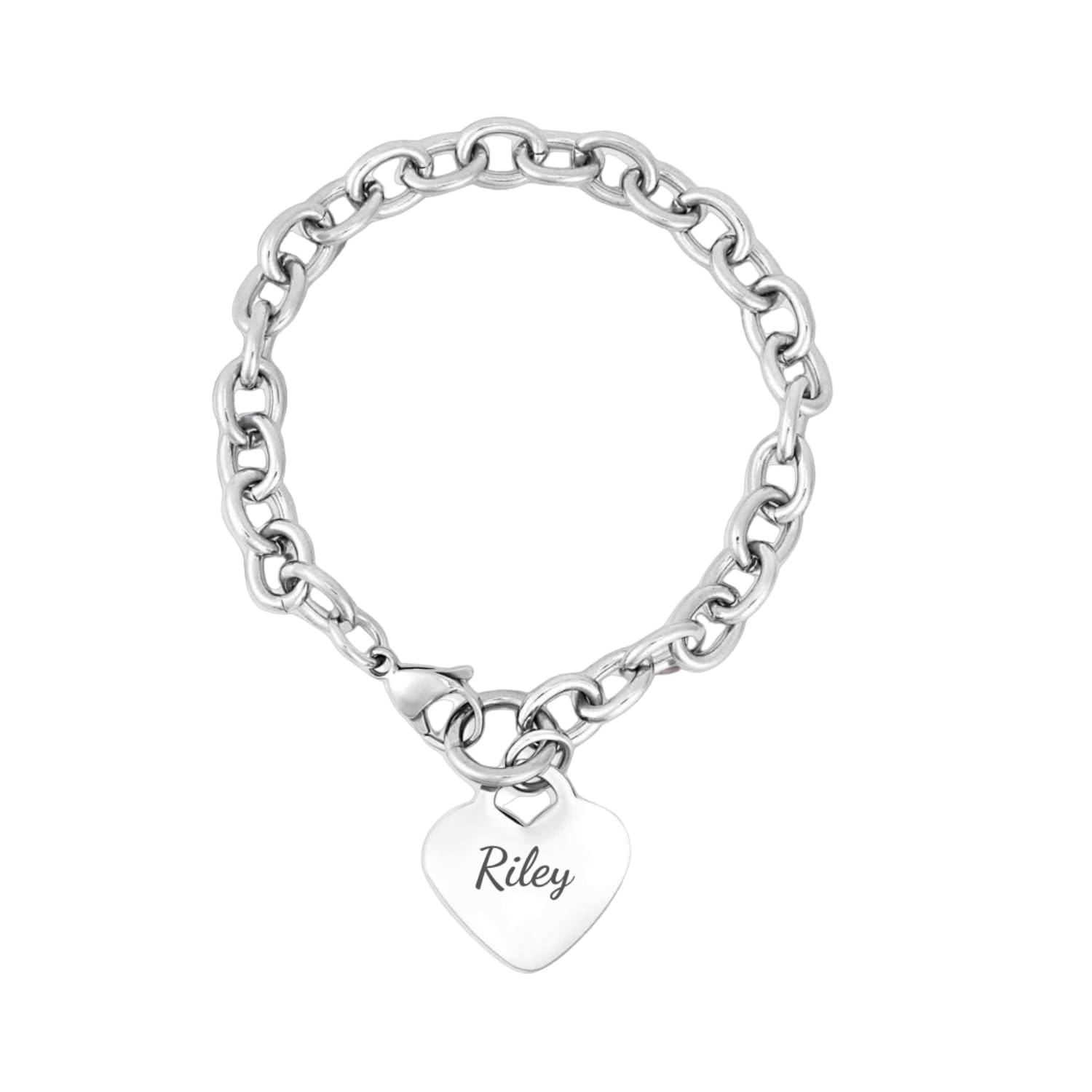 Personalized Stainless Steel Heart Bracelet Custom Engraved Bracelet with Up to 4 Lines of Text Meaningful Keepsake Jewelry