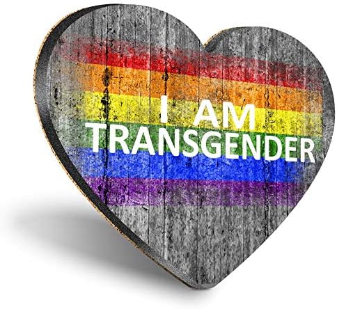 Destination Vinyl ltd Heart MDF Coasters - I Am Transgender LGBT Flag |Glossy Quality Coasters | Tabletop Protection for Any Table Type #14259