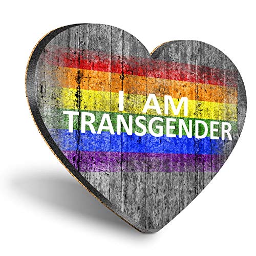 Destination Vinyl ltd Heart MDF Coasters - I Am Transgender LGBT Flag |Glossy Quality Coasters | Tabletop Protection for Any Table Type #14259