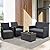 FHFO 4 Piece Outdoor Patio Furniture Sets, Wicker Sectional Conversation Sofa Set, Rattan Table and Chairs and Loveseat with Cushions for Outside Balcony Porch Backyard (Black-Grey)