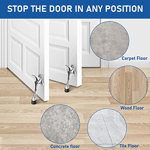 Door Stops, 4 Inch Kickdown Door Stoppers, Once Touch Metal Door Holder, Heavy Duty, Brushed Nickel, 2 Pack by Gudui - Image 5