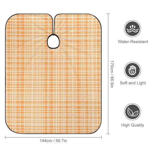 Capa para corte de cabello a cuadros naranja y blanco para adultos miniatura 2