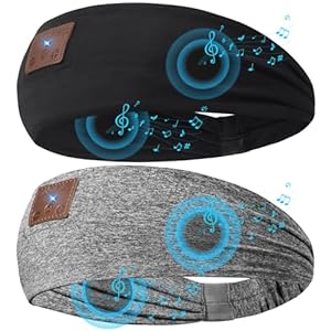 2-Pack Sleeping Headphones Wireless Bluetooth 5.4, Headband Headphones with Ultra-Thin Speakers, Bluetooth Headband for Side Sleepers, Running, Workout, Insomniac, Travel, Meditationï¼Black&Greyï¼