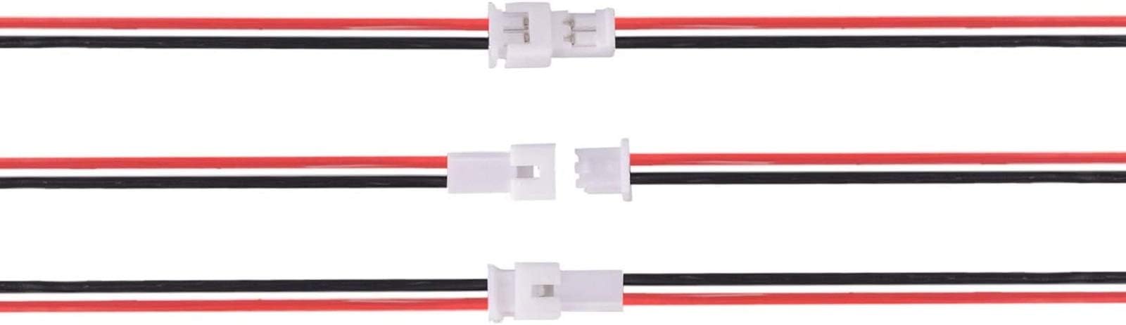LYJEE 10 Pairs 1.25 mm JST 2 Pin Micro Electrical Male and Female Connector Plug with 80mm Wire Cables