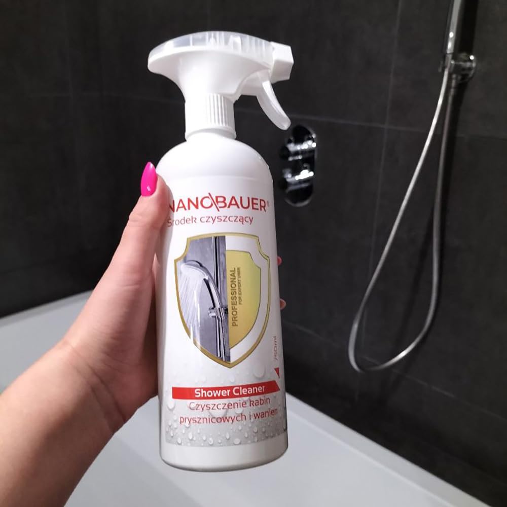 Supermocne środki czyszczące do kabin prysznicowych i łazienek | NANOBAUER Shower Cleaner 750 ml & Bathroom Cleaner 750 ml | Płyn do kabin prysznicowych, do armatury