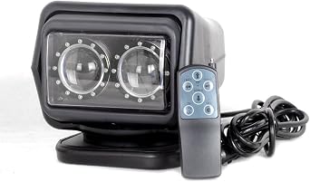 Led Search Light 7 Inch 60W 360 Degrees Rotating Remote Control 9-32V Spot Led Driving Lights Fog Lights Offroad Lights SUV ATV 4wd Truck Boat Lighting Camping Fishing