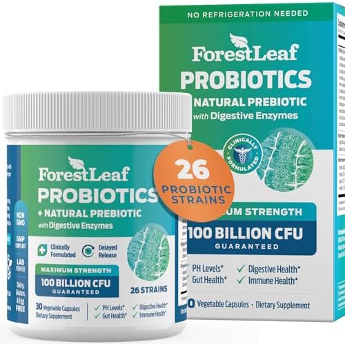 Probiotics for Men and Women, 100 Billion CFU, 26 Unique Strains, Men’s and Women’s Probiotic and Prebiotics Support Digestive Health, Gut Wellness, Energy, Mood, Immune, PH Balance (30 Caps)