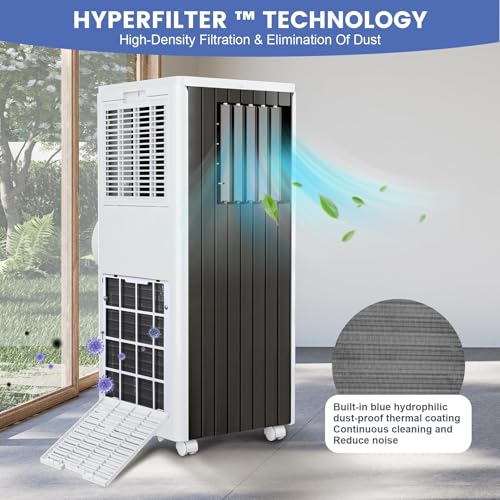 8000 BTU Mobile Klimaanlage, Kühlung, Entfeuchter und Ventilator 3 in 1 für 350 Quadratmeter Ft Rooms, Standklimagerät mit leisem Betrieb, Timer-3