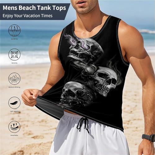 Colourful Dinosaur Mens Beach Tank Tops Novelty Graphic Quick Dry Sleeveless Shirt for Beach Workout S-4XL4
