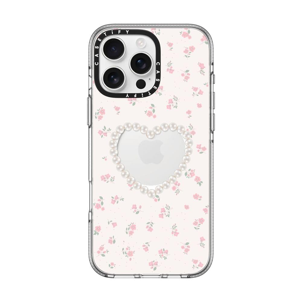 CASETiFY Clear iPhone 16 Pro Max Case [Not Yellowing / 6.6 ft. 3X Military Grade Drop Protection/Magsafe] - Pearly Heart - Clear