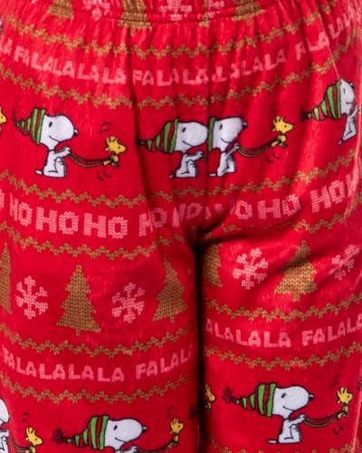 Peanuts Snoopy Girl's Christmas Sweater Sleep Tossed Print Pajama Pants For Kids4