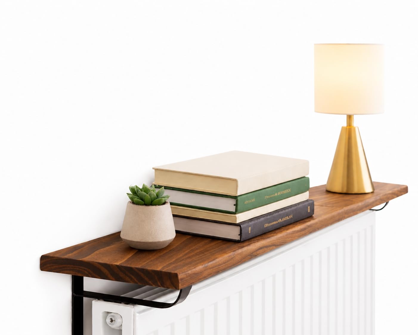 yapinto Radiator Shelf 110cm - No Drill, Rental Friendly - Heat Resistant - Floating Shelf for Radiators - Decorative Shelf Above Radiator for Home Décor - Holds up to 15kg (110cm)