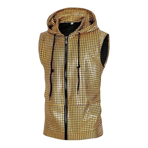 Sweat à capuche à paillettes homme gilet sans manches avec zip